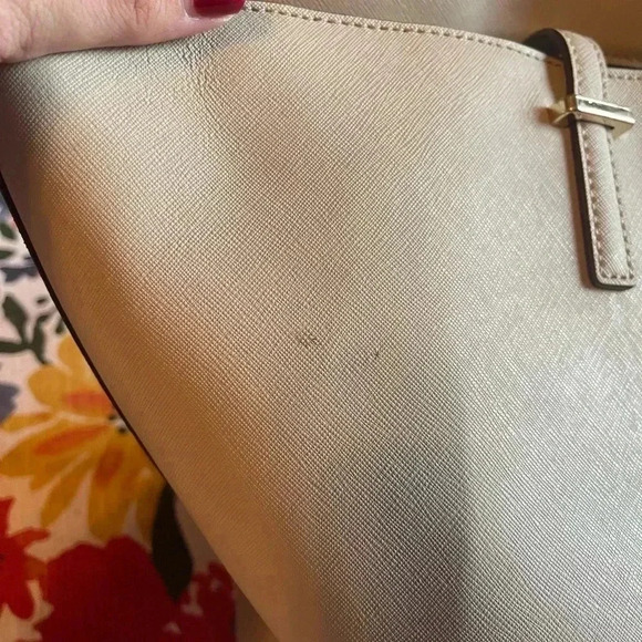 Kate Spade large perfect tote light grey gray taupe zip top - Picture 5 of 6